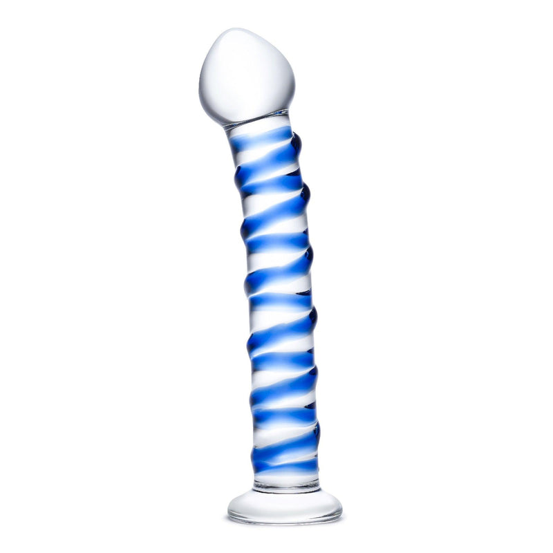 Blue Spiral Glass Dildo - The Dildo Hub