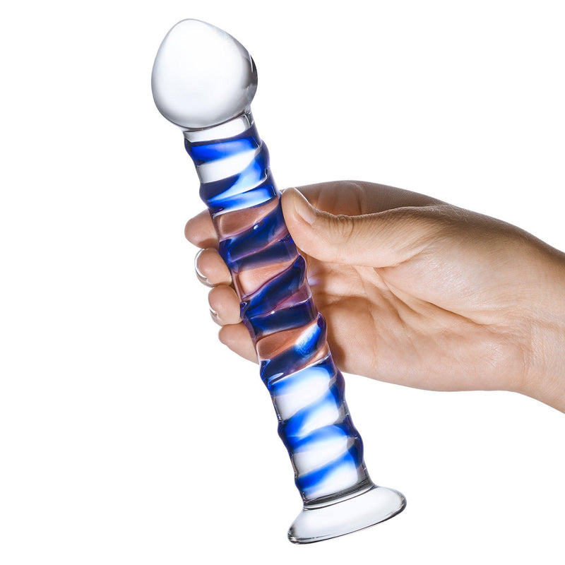 Blue Spiral Glass Dildo - The Dildo Hub