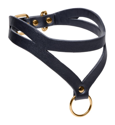 Bondage Baddie Black and Gold Collar with O-Ring - The Dildo Hub