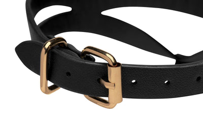 Bondage Baddie Black and Gold Collar with O-Ring - The Dildo Hub