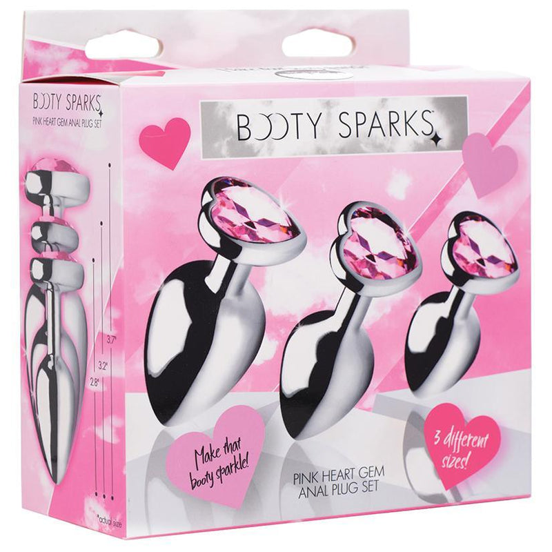 Booty Sparks Pink Heart Gem Anal Plug Set - The Dildo Hub