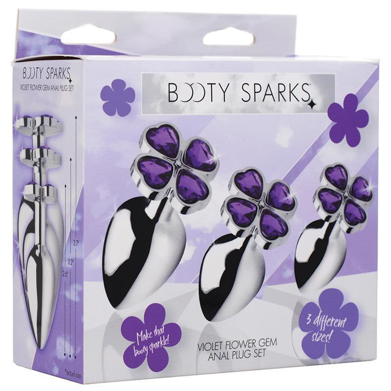 Booty Sparks Violet Flower Gem Anal Plug Set - The Dildo Hub