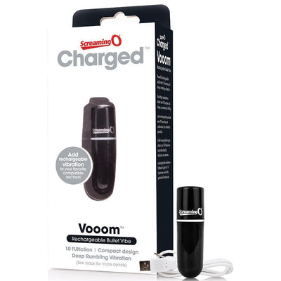 Charged Vooom Rechargeable Bullet Vibe - Black - The Dildo Hub