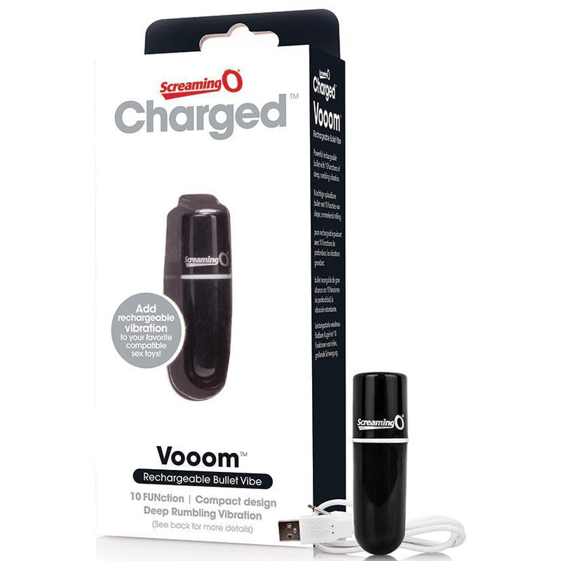 Charged Vooom Rechargeable Bullet Vibe - Black - The Dildo Hub