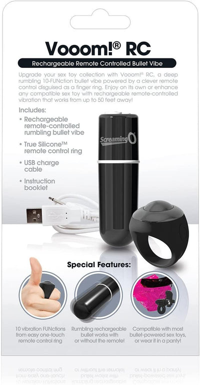 Charged Vooom Remote Control Bullet - Black | ScreamingO - The Dildo Hub