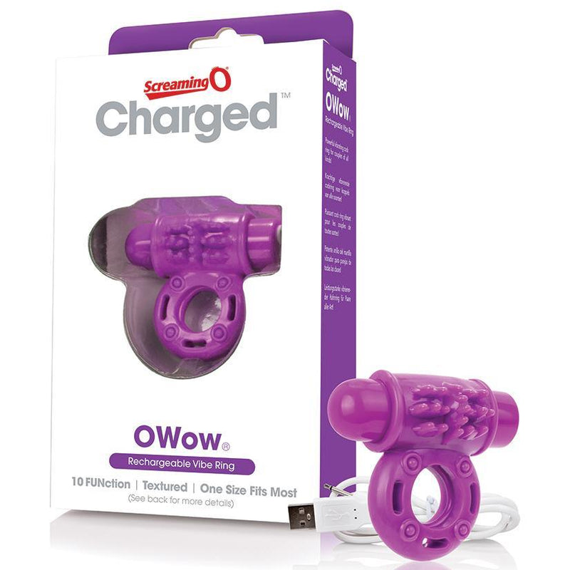 Charged™ O Wow® Rechargeable Vibe Cock Ring - Purple | Sensuelle - The Dildo Hub