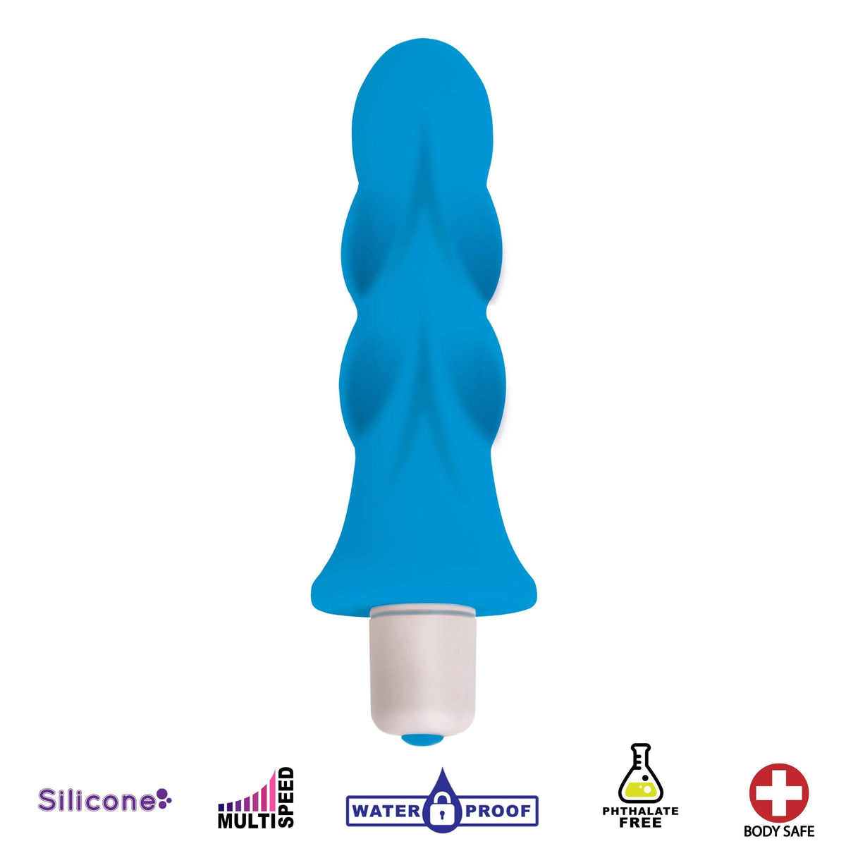 Charm 7 Function Petite Silicone Vibe- Blue - The Dildo Hub