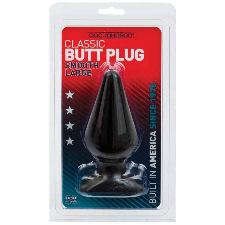 Classic Butt Plug Smooth - Large - Black - The Dildo Hub