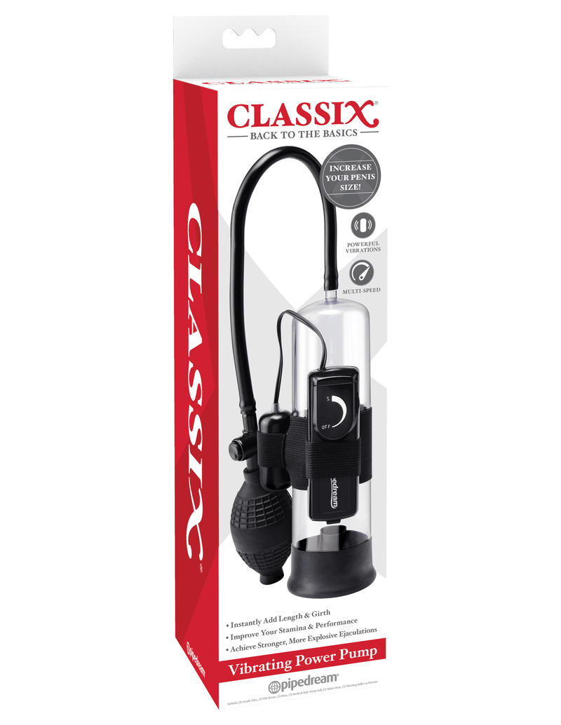 Classix Vibrating Power Penis Pump - Clear | Pipedream - The Dildo Hub