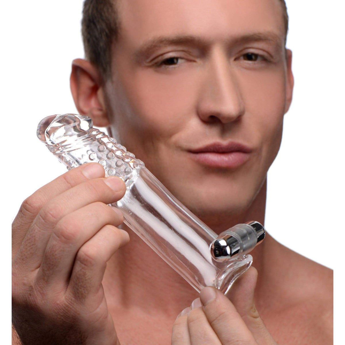 Clear Sensations Penis Extender Vibro Sleeve with Bullet - The Dildo Hub