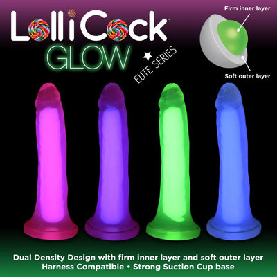 7 Inch Glow-in-the-Dark Silicone Dildo - Green