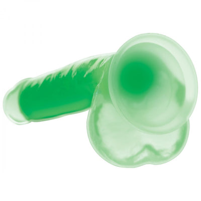 7 Inch Glow-in-the-Dark Silicone Dildo with Balls - Green