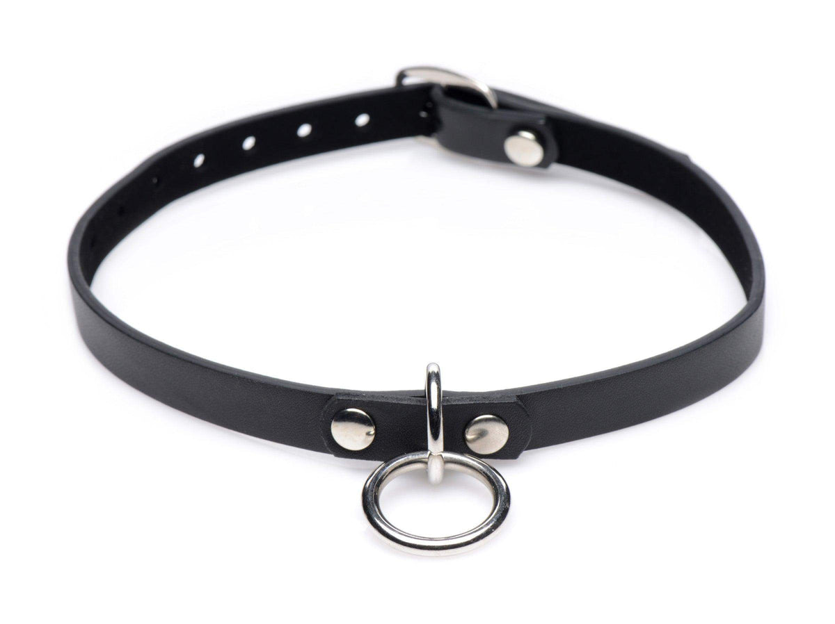 Collared Vixen Silver Ring Slim Choker - The Dildo Hub