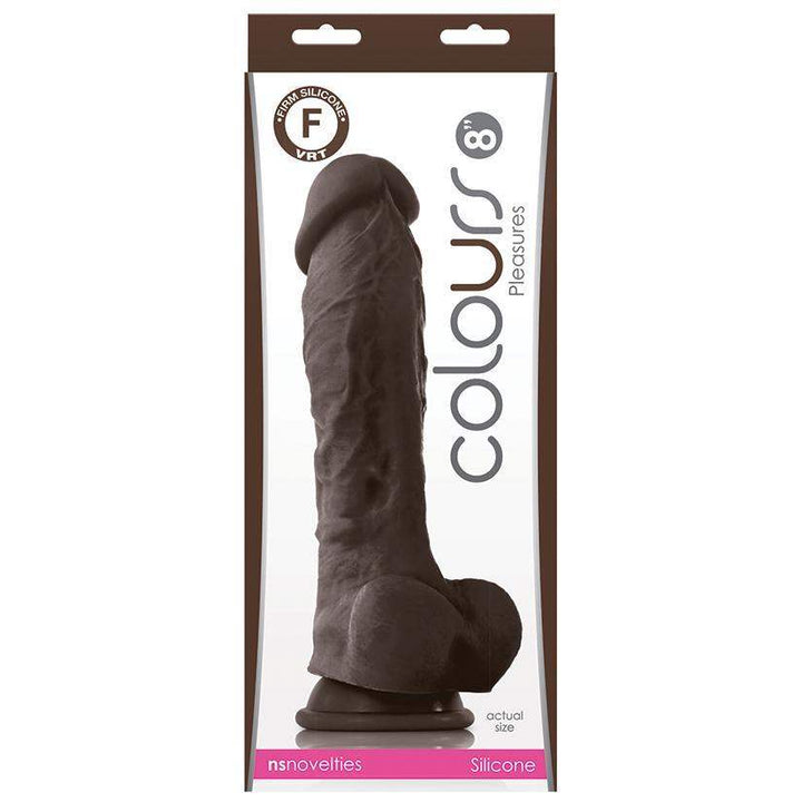Colours Pleasures Dark Brown Realistic Dildo - 8 Inches | NS Novelties - The Dildo Hub