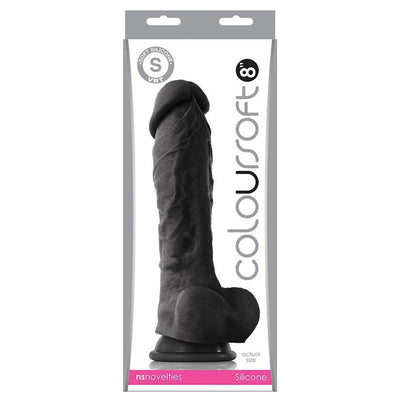 Coloursoft Soft Black Realistic Dildo - 8 Inches | NS Novelties - The Dildo Hub