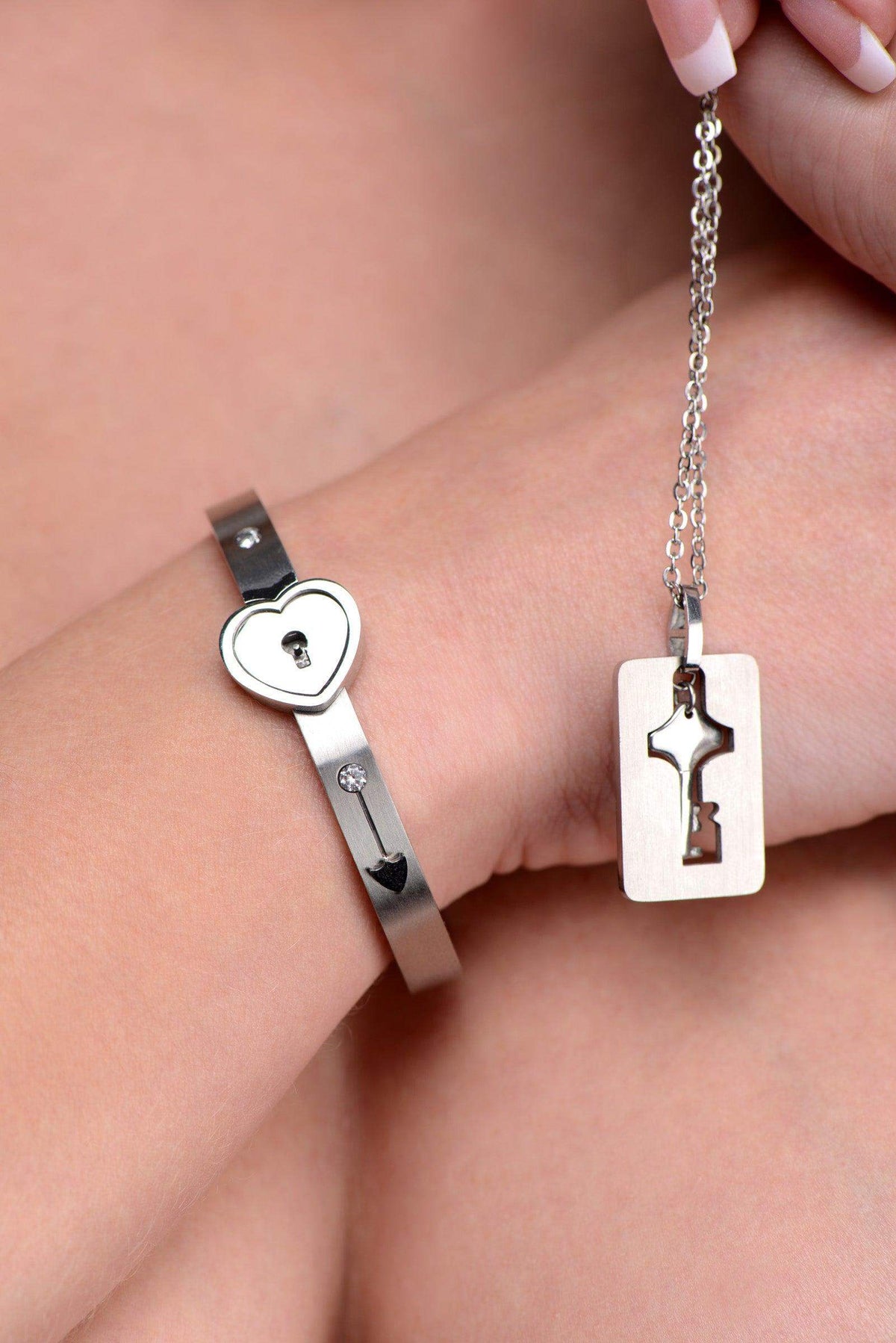 Cuffed Locking Bracelet and Key Necklace - The Dildo Hub