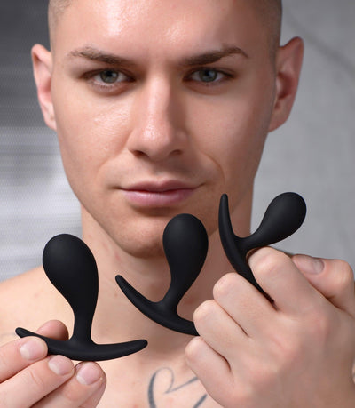 Dark Droplets 3 Piece Curved Silicone Anal Trainer Set - The Dildo Hub