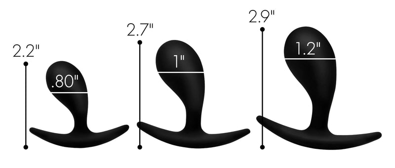 Dark Droplets 3 Piece Curved Silicone Anal Trainer Set - The Dildo Hub