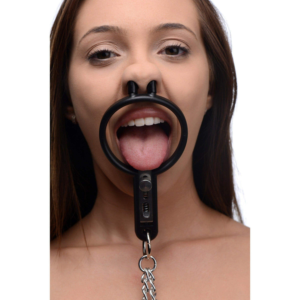Degraded Mouth Spreader with Nipple Clamps - The Dildo Hub
