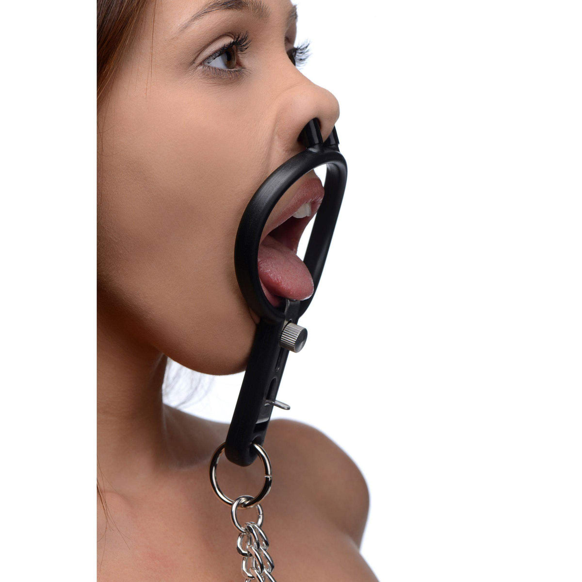 Degraded Mouth Spreader with Nipple Clamps - The Dildo Hub