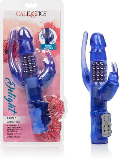 Delight Triple Orgasm Rabbit Vibrator - 10 Inches | CalExotics - The Dildo Hub