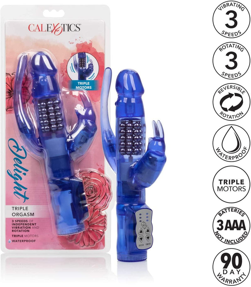 Delight Triple Orgasm Rabbit Vibrator - 10 Inches | CalExotics - The Dildo Hub