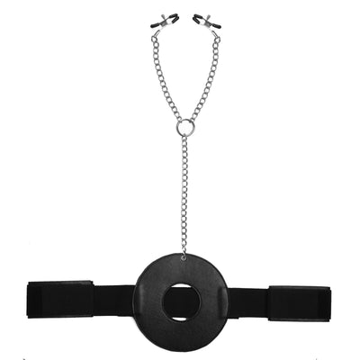 Detained Restraint System with Nipple Clamps - The Dildo Hub