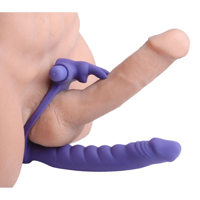 Double Delight Dual Penetration Vibrating Rabbit Cock Ring - The Dildo Hub