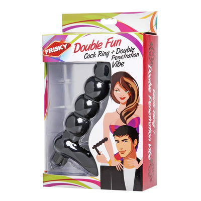 Double Fun Cock Ring with Double Penetration Vibe - The Dildo Hub