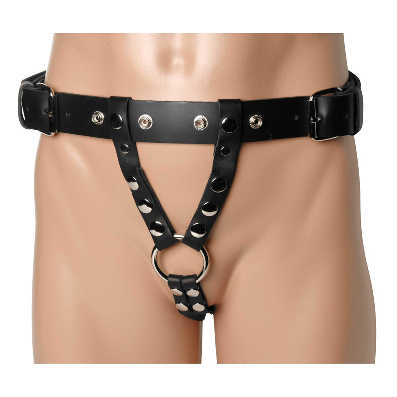 Double Penetration Premium Leather Dildo Harness for Men - The Dildo Hub