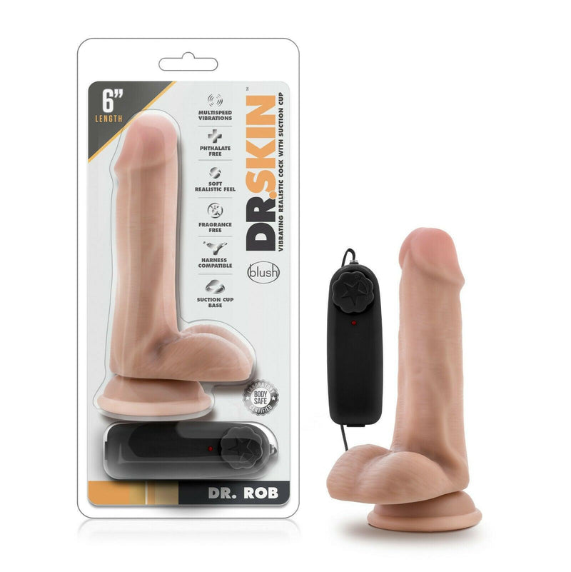 Dr. Rob Vanilla Vibrating Cock With Suction Cup - 6 Inch | Blush - The Dildo Hub