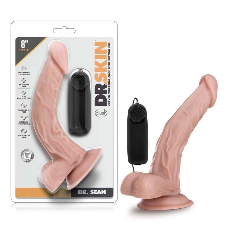 Dr. Sean Vanilla Vibrating Cock With Suction Cup - 8 Inch | Blush - The Dildo Hub