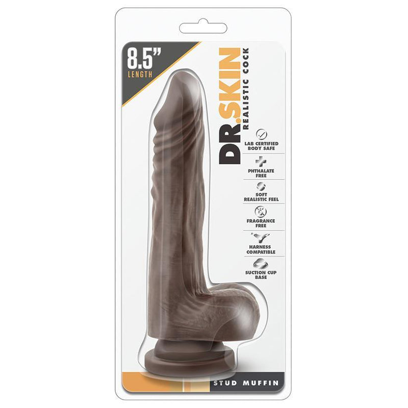 Dr. Skin Chocolate Stud Muffin Realistic Cock - 8.5 Inches | Blush - The Dildo Hub