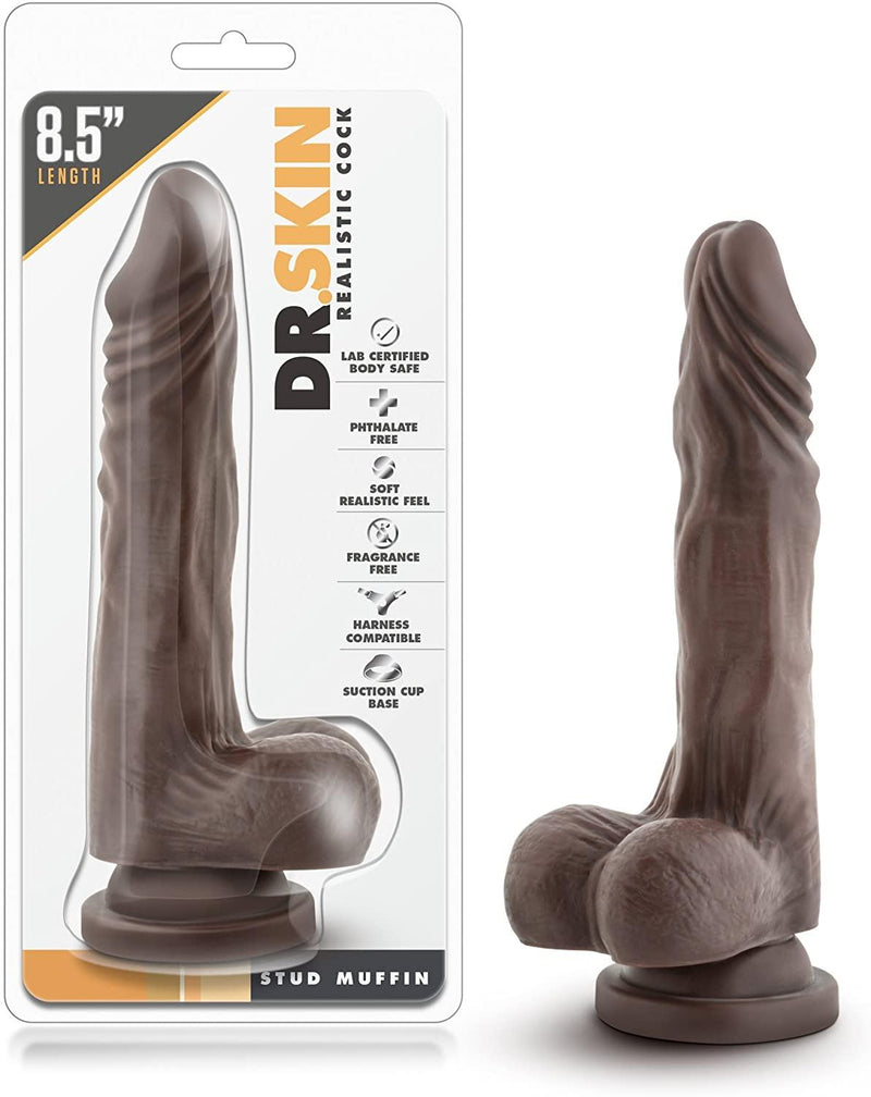 Dr. Skin Chocolate Stud Muffin Realistic Cock - 8.5 Inches | Blush - The Dildo Hub