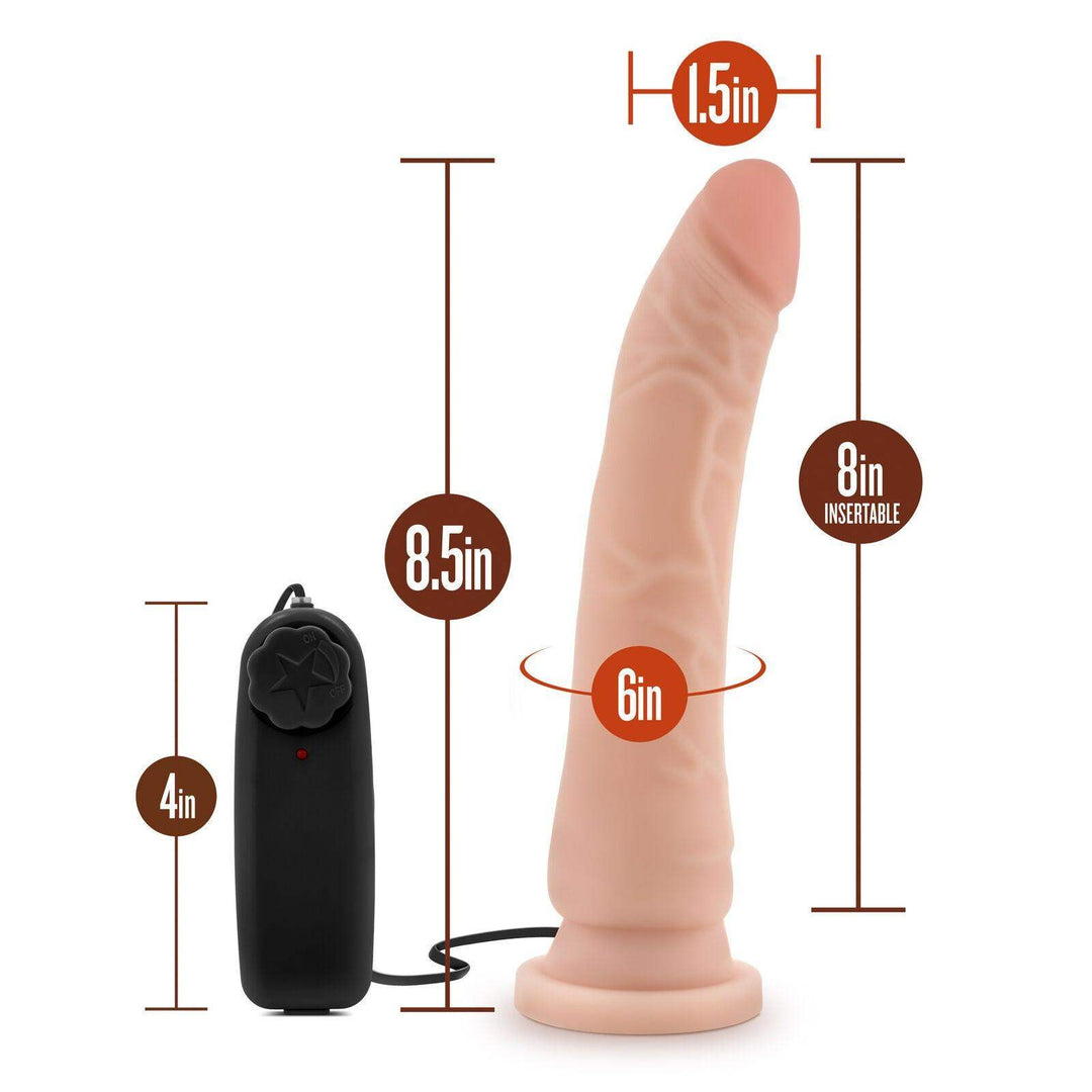 Dr. Skin Vanilla Vibrating Realistic Cock With Suction Cup - 8.5 Inches | Blush - The Dildo Hub