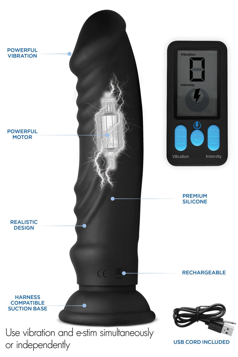 E-Stim Pro 5x Vibrating Dildo with Remote Control - The Dildo Hub