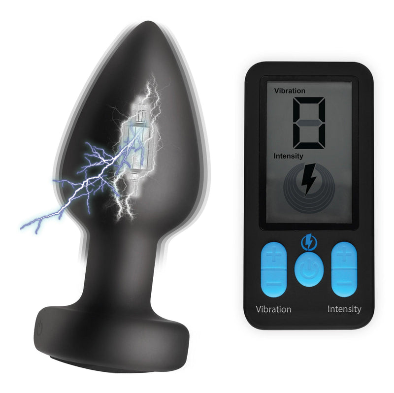 E-Stim Pro Silicone Vibrating Anal Plug with Remote Control - The Dildo Hub