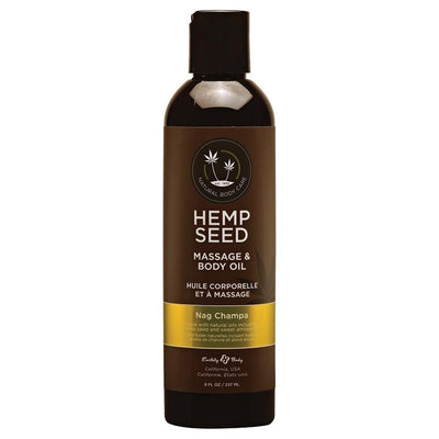 Earthly Body Hemp Seed Massage Oil - 8 Fl. Oz. - Nag Champa - The Dildo Hub