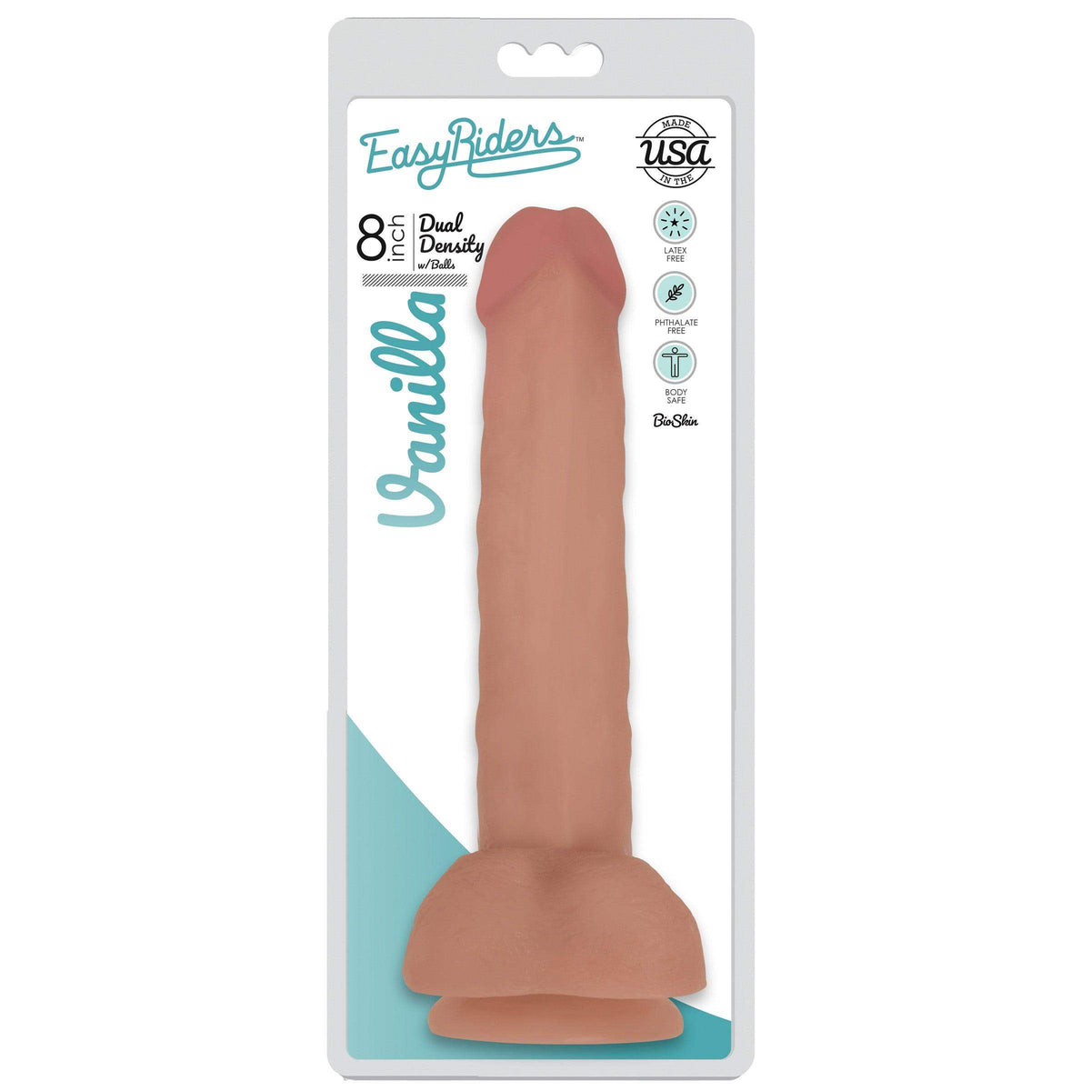 Easy Riders 8 Inch Dual Density Dildo With Balls - Flesh - The Dildo Hub