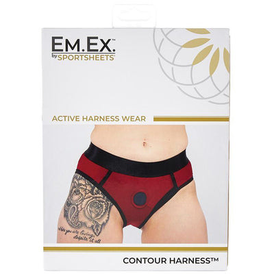 Em.Ex Contour Harness Pants - Burgundy L | Sport Sheets - The Dildo Hub