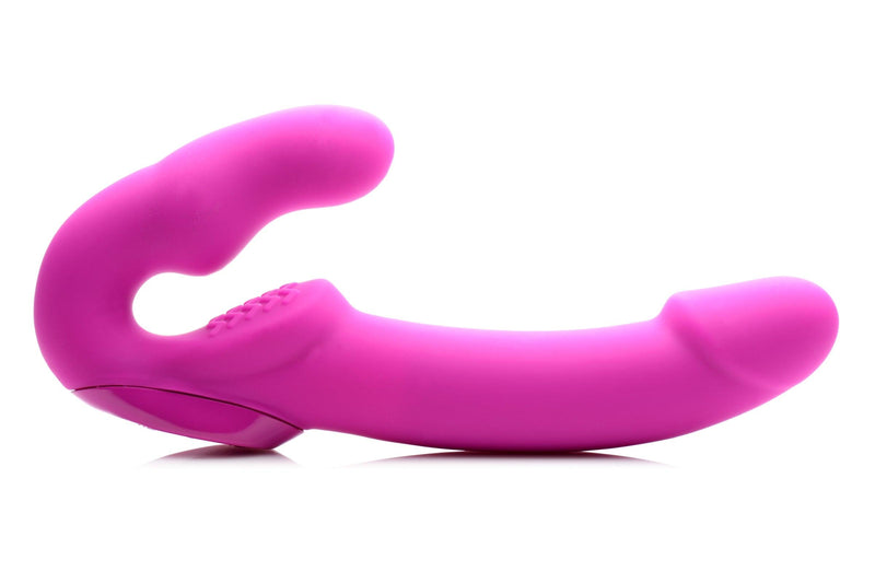 Evoke Rechargeable Vibrating Silicone Strapless Strap On - Pink - The Dildo Hub