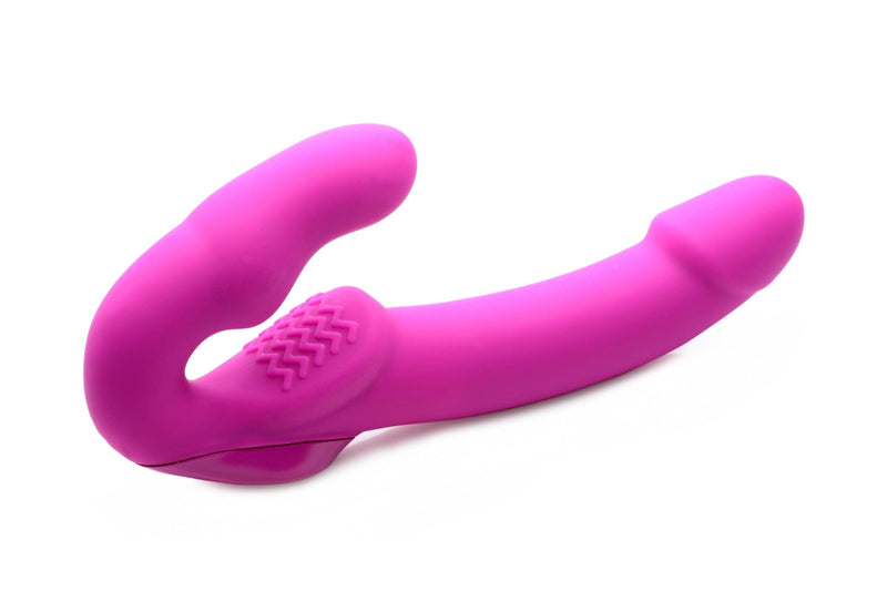 Evoke Rechargeable Vibrating Silicone Strapless Strap On - Pink - The Dildo Hub