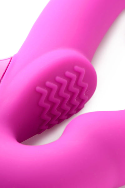 Evoke Rechargeable Vibrating Silicone Strapless Strap On - Pink - The Dildo Hub