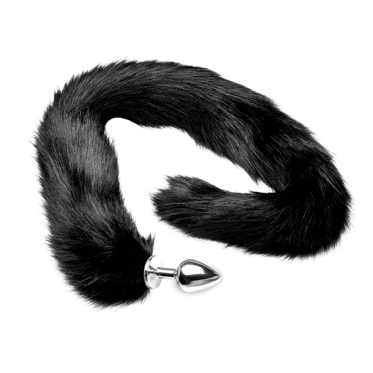 Extra Long Mink Tail Metal Anal Plug- Black - The Dildo Hub