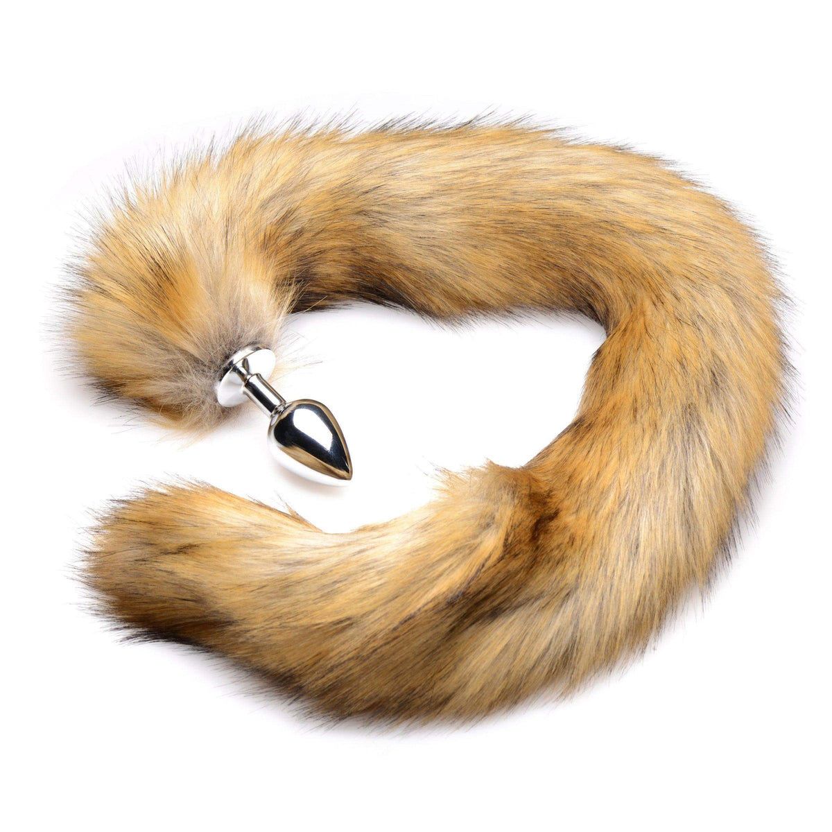 Extra Long Mink Tail Metal Anal Plug- Brown - The Dildo Hub