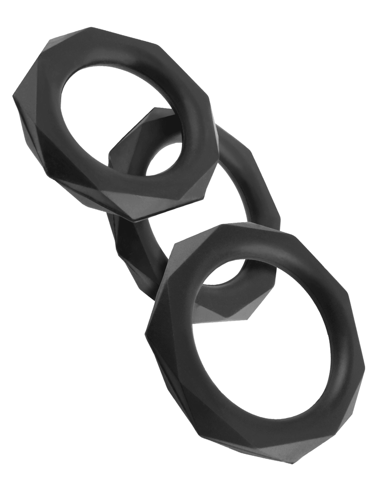 Fantasy C-Ringz Silicone Coc Ring Designer Stamina Set Black | Pipedream - The Dildo Hub