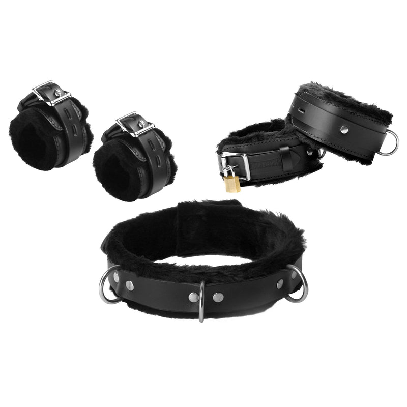 Fur Lined Leather Bondage Essentials Kit - The Dildo Hub