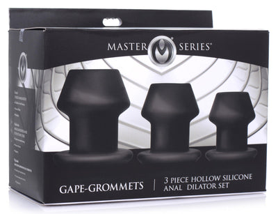 Gape-Grommets 3 Piece Hollow Silicone Anal Dilator Set - The Dildo Hub