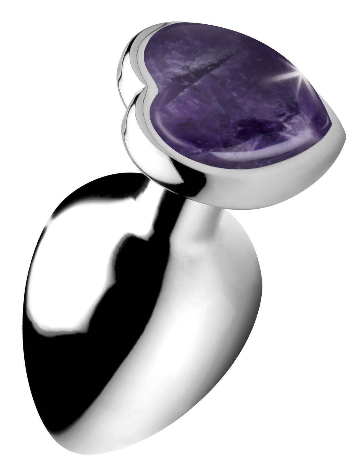 Genuine Amethyst Gemstone Heart Anal Plug - Large - The Dildo Hub