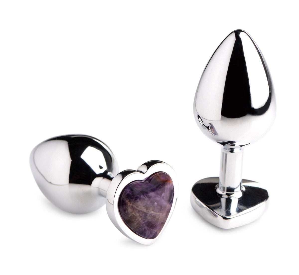 Genuine Amethyst Gemstone Heart Anal Plug - Medium - The Dildo Hub